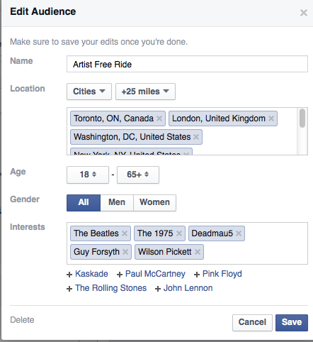 Facebook Artist Names