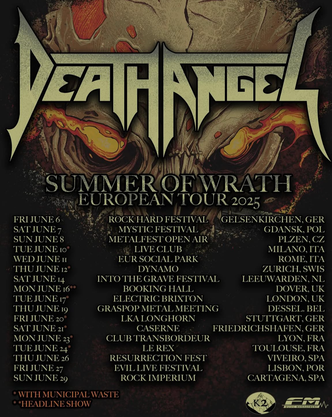 Death Angel European Tour 2025
